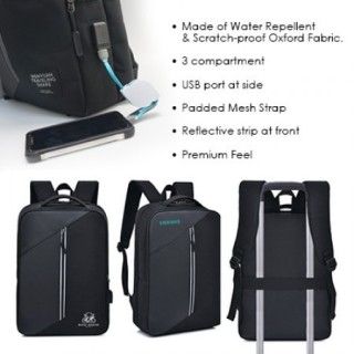 15.6" Casual PU Laptop Backpack with USB Port 08
